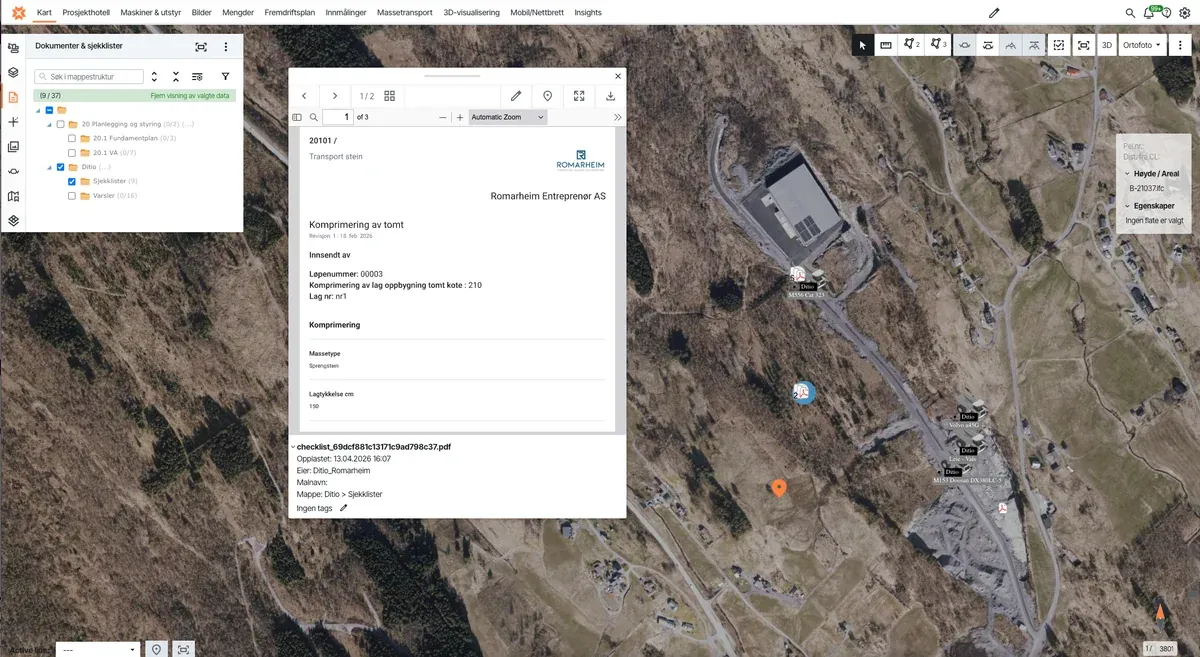 Infrakit project platform – real-time data from Ditio visualised in map