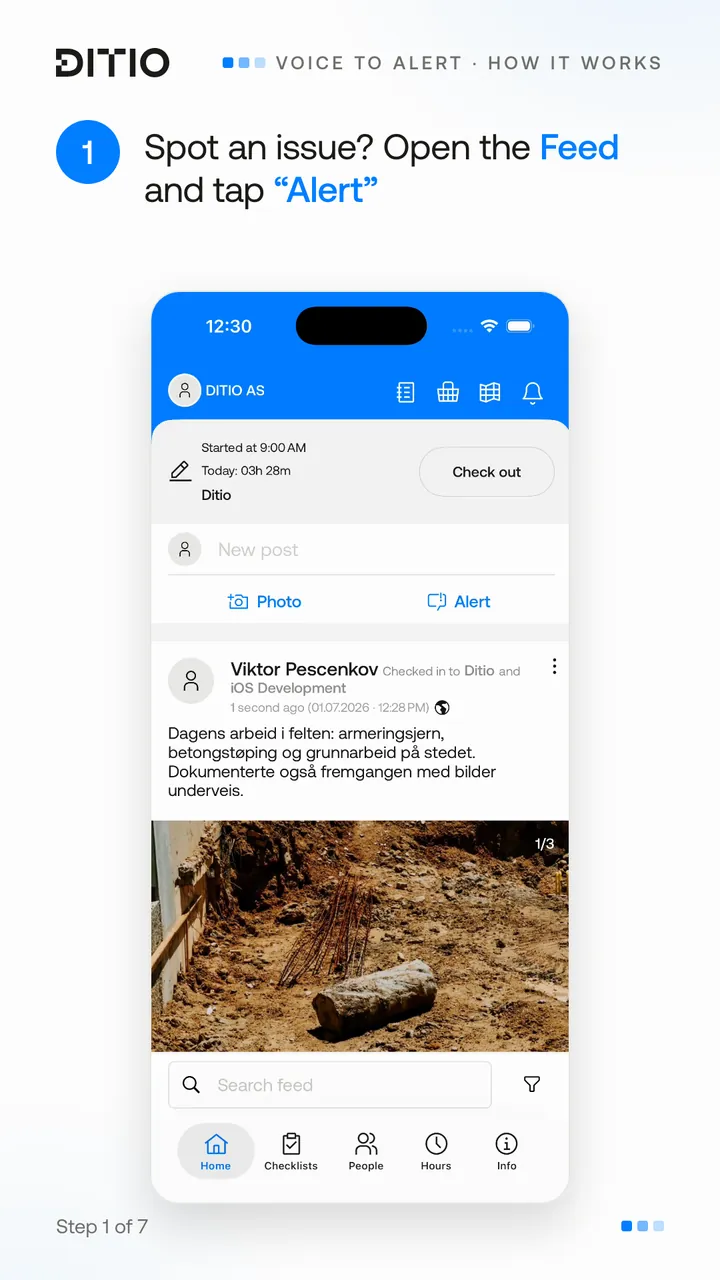 Voice to Alert – choose the type of alert (step 1)