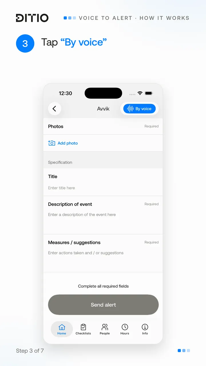 Voice to Alert – AI fills in the description (step 3)