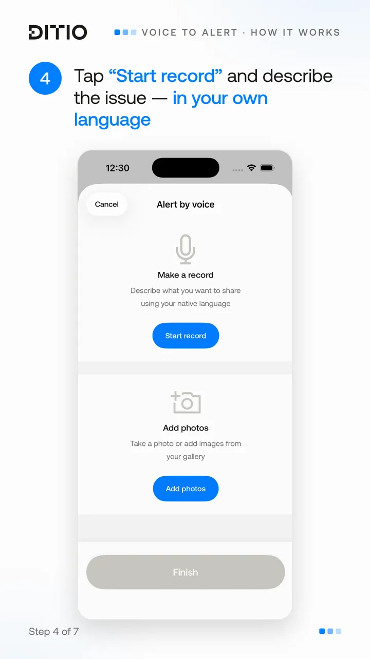 Voice to Alert – attach photos of the incident (step 4)